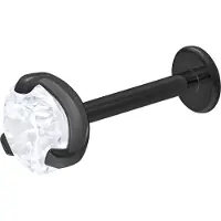 Wildcat Single Crystal Push-Fit Labret - lävistyskoru - 8,0 mm, Musta metalli, 5,0 mm