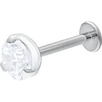Wildcat Single Crystal Push-Fit Labret - lävistyskoru - 5,0 mm, Valkokulta, 5,0 mm