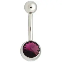 Wildcat Double Jewelled Navel Bananabell - napakoru - 1,6 mm, 10,0 mm, Ametisti, Hopeinen metalli