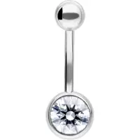 Wildcat Jewelled Bananabell with Zirkonia - Lävistyskoru - 10,0 mm, Hopeinen metalli, Valkoinen