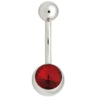 Wildcat Double Jewelled Navel Bananabell - napakoru - 1,6 mm, 6,0 mm, Punainen, Hopeinen metalli