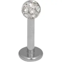 Wildcat Silver Titan Multi Jewelled Labret -lävistyskoru - 12,0 mm, 3,0 mm, Valkoinen