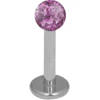 Wildcat Silver Titan Multi Jewelled Labret -lävistyskoru - 7,0 mm, 3,0 mm, Fuksianpunainen