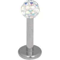 Wildcat Silver Titan Multi Jewelled Labret -lävistyskoru - 8,0 mm, 4,0 mm, Aurora Boreale