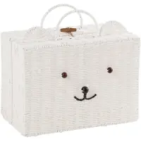 J-Line Basket Suitcase Synthetic White Small - White - ONE SIZE