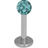 Wildcat Silver Titan Multi Jewelled Labret -lävistyskoru - 5,0 mm, 4,0 mm, Zirkonin sininen