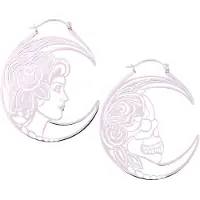 Wildcat Skull Couple Hoops - korvarenkaat - Hopeinen metalli