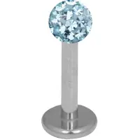 Wildcat Silver Titan Multi Jewelled Labret -lävistyskoru - 10,0 mm, 4,0 mm, Vaaleansininen