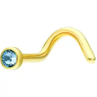 Wildcat Jewelled Nosestud - nenäkoru kristallikoristeella - 1,0 mm, Vaaleansininen
