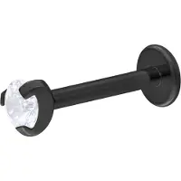 Wildcat Single Crystal Push-Fit Labret - lävistyskoru - 8,0 mm, Musta metalli, 3,0 mm