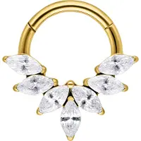 Wildcat Marquise Crystal Fan Septum Clicker - Lävistysrengas - Kultainen metalli, 10,0 mm