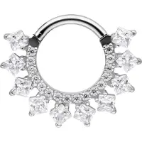 Wildcat Crystal Halo Septum Clicker - Lävistysrengas - Hopeinen metalli