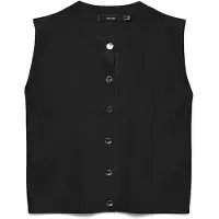Vero Moda Vmgold Sl O-Neck Button Vest Boo - Black - M