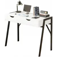 Hobby Hall MODERNI KIRJOITUSPÖYTÄ, JOSSA ON PARVILAATIKOT, VALKOINEN, MUSTAT JALAT, PALKKIO loft 80 CM