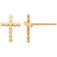 Lykken Crosses kultaiset sileät risti nappikorvakorut 9.3 mm