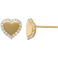 Lykken Hearts kultaiset sydänkorvakorut zirkonoilla 7.3 mm