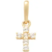 Lykken Crosses kultainen mini ristiriipus zirkonioilla 5.8 mm
