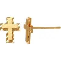 Lykken Crosses kultaiset risti nappikorvakorut 7.8 mm