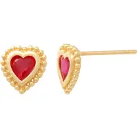 Lykken Hearts kultaiset sydän nappikorvakorut 7.4 mm