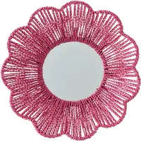 J-Line Wall Mirror Raffia Dark Pink - Pink - ONE SIZE