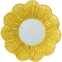 J-Line Wall Mirror Raffia Yellow - Yellow - ONE SIZE