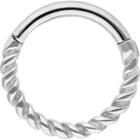 Wildcat Twisted Rope Clicker - lävistysrengas - 1,6 mm, Hopeinen metalli, 7,0 mm