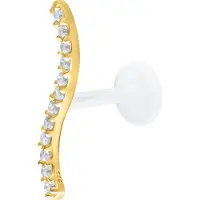 Wildcat Long Crystal Line Push Fit Labret - 8,0 mm, Zlata