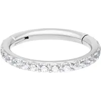 Wildcat Pave Set Crystals Ring - saranoitu lävistysrengas - 1,2 mm, Hopeinen metalli, Valkoinen, 10,0 mm