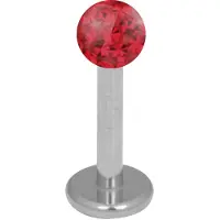 Wildcat Silver Titan Multi Jewelled Labret -lävistyskoru - 9,0 mm, 3,0 mm, Punainen