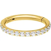 Wildcat Pave Set Crystals Ring - saranoitu lävistysrengas - 1,0 mm, Kultainen metalli, Valkoinen, 9,0 mm