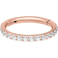 Wildcat Pave Set Crystals Ring - saranoitu lävistysrengas - 1,2 mm, Ruusukultainen metalli, Valkoinen, 11,0 mm