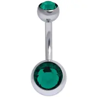 Wildcat Double Jewelled Bananabell - Banaanikoru - 1,6 mm, 6,0 mm, Smaragdin vihreä, Hopeinen metalli