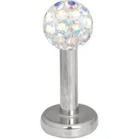 Wildcat Multi Jewelled Labret -lävistyskoru - 12,0 mm, Aurora Boreale, 4,0 mm