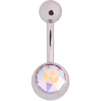Wildcat Multicut Jewelled Bananabell - napakoru kristallikoristeella - 10,0 mm, Aurora Boreale, Hopeinen metalli, 1,6 mm