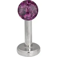 Wildcat Multi Jewelled Labret -lävistyskoru - 6,0 mm, Ametisti, 4,0 mm