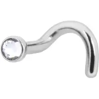 Wildcat Jewelled Nosestud - nenäkoru kristallikivellä - 1,0 mm, Valkoinen
