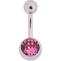 Wildcat Multicut Jewelled Bananabell - napakoru kristallikoristeella - 10,0 mm, Vaaleanpunainen, Hopeinen metalli, 1,6 mm