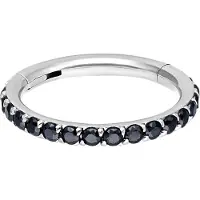 Wildcat Pave Set Crystals Ring - saranoitu lävistysrengas - 1,2 mm, Hopeinen metalli, Musta, 10,0 mm