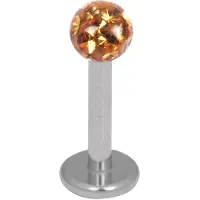 Wildcat Silver Titan Multi Jewelled Labret -lävistyskoru - 6,0 mm, 4,0 mm, Keltainen