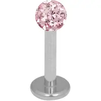 Wildcat Silver Titan Multi Jewelled Labret -lävistyskoru - 6,0 mm, 3,0 mm, Vaaleanpunainen