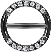 Wildcat Pave Set Jewelled Nipple Clicker - 15,0 mm, Črna