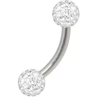 Wildcat Banana Ombelico Cristalli Titanio - 6.0 mm, White, 4.0 mm