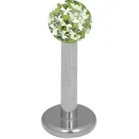 Wildcat Silver Titan Multi Jewelled Labret -lävistyskoru - 8,0 mm, 4,0 mm, Vaaleanvihreä