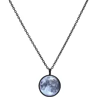 Wildcat Moon Necklace - kaulakoru pyöreällä riipuksella - Musta metalli