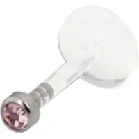 Wildcat Push-Fit Labret orné de pierres précieuses - 1,2 mm, 9,0 mm, Vaaleanpunainen