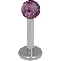 Wildcat Silver Titan Multi Jewelled Labret -lävistyskoru - 7,0 mm, 3,0 mm, Ametisti