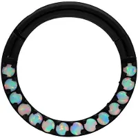 Wildcat Opal Crystal Clicker - lävistysrengas - Musta metalli, Valkoinen