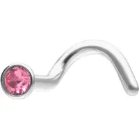Wildcat Cone Shape Jewelled Nostril Stud - nenäkoru - Hopeinen metalli, Vaaleanpunainen