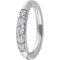 Wildcat Top Pave Crystal Clicker<!--63f5eea3324a3--> - 1,2 mm, Hopeinen metalli, Valkoinen, 8,0 mm