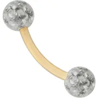 Wildcat Sealed Gold Titanium Curved Barbells Multi Jewelled Belly Bars - 1.2 mm, 8.0 mm, 3.0 mm, Diamond Black